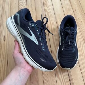 Brooks Ghost 15 Womens 9 Wide Navy Blue White Running athletic Shoes 1203801D450